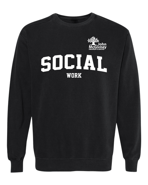 "Social Work" John McGivney Adult Lightweight Cotton Crewneck Sweatshirt with Printed Logo