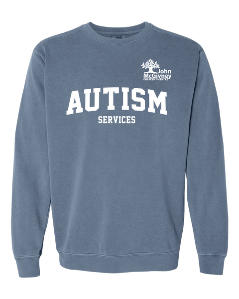 "Autism Services" John McGivney Adult Lightweight Cotton Crewneck Sweatshirt with Printed Logo