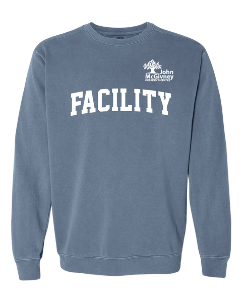 "Facility" John McGivney Adult Lightweight Cotton Crewneck Sweatshirt with Printed Logo