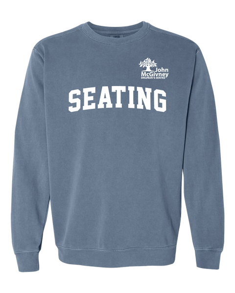 "Seating" John McGivney Adult Lightweight Cotton Crewneck Sweatshirt with Printed Logo