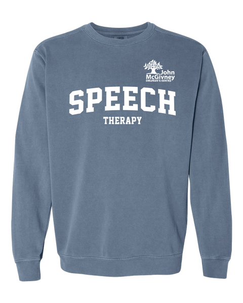 "Speech Therapy" John McGivney Adult Lightweight Cotton Crewneck Sweatshirt with Printed Logo
