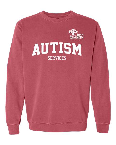 "Autism Services" John McGivney Adult Lightweight Cotton Crewneck Sweatshirt with Printed Logo