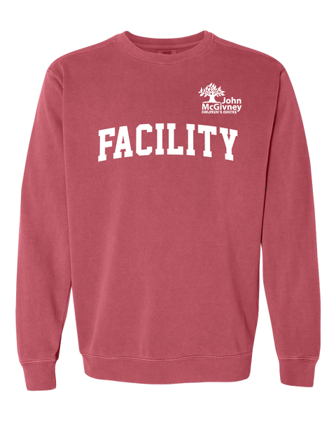 "Facility" John McGivney Adult Lightweight Cotton Crewneck Sweatshirt with Printed Logo