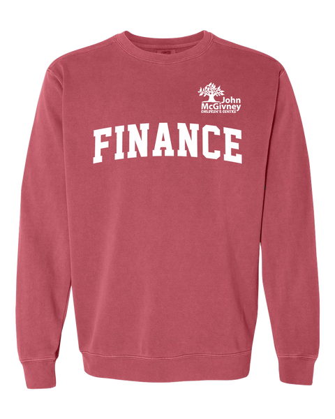 "Finance" John McGivney Adult Lightweight Cotton Crewneck Sweatshirt with Printed Logo
