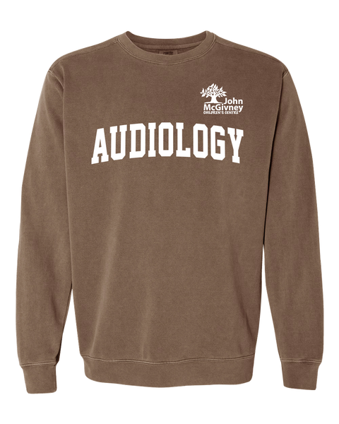 "Audiology" John McGivney Adult Lightweight Cotton Crewneck Sweatshirt with Printed Logo
