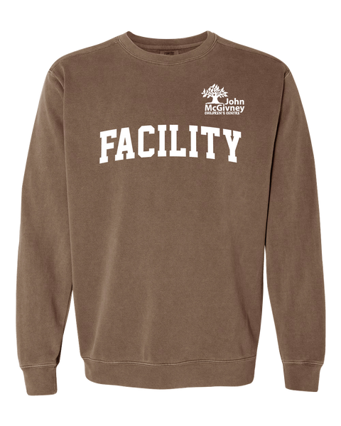 "Facility" John McGivney Adult Lightweight Cotton Crewneck Sweatshirt with Printed Logo