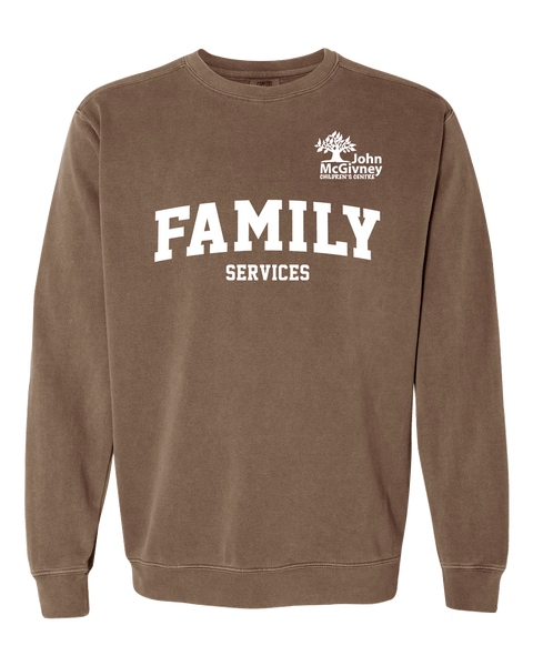 "Family Services" John McGivney Adult Lightweight Cotton Crewneck Sweatshirt with Printed Logo