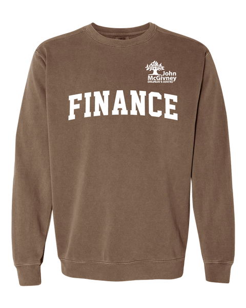 "Finance" John McGivney Adult Lightweight Cotton Crewneck Sweatshirt with Printed Logo