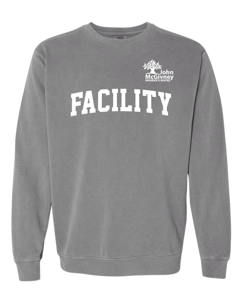 "Facility" John McGivney Adult Lightweight Cotton Crewneck Sweatshirt with Printed Logo
