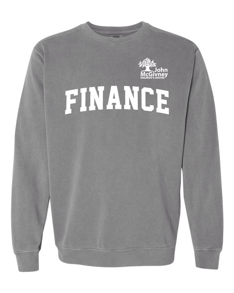 "Finance" John McGivney Adult Lightweight Cotton Crewneck Sweatshirt with Printed Logo