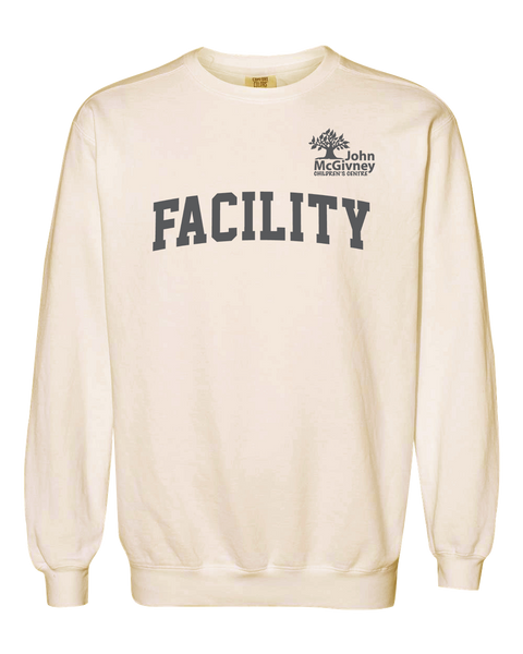 "Facility" John McGivney Adult Lightweight Cotton Crewneck Sweatshirt with Printed Logo