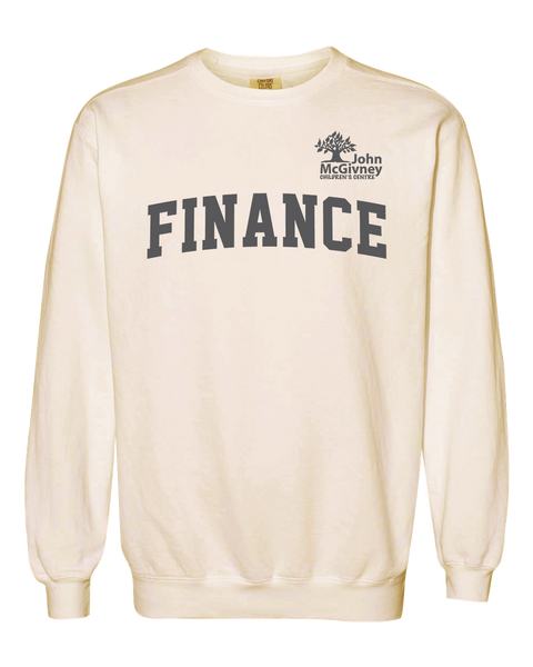 "Finance" John McGivney Adult Lightweight Cotton Crewneck Sweatshirt with Printed Logo