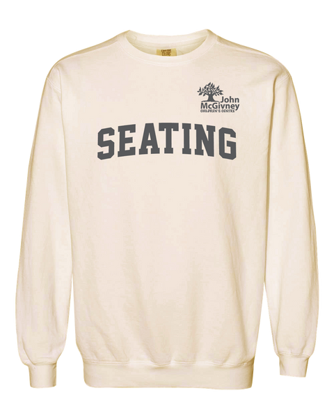 "Seating" John McGivney Adult Lightweight Cotton Crewneck Sweatshirt with Printed Logo