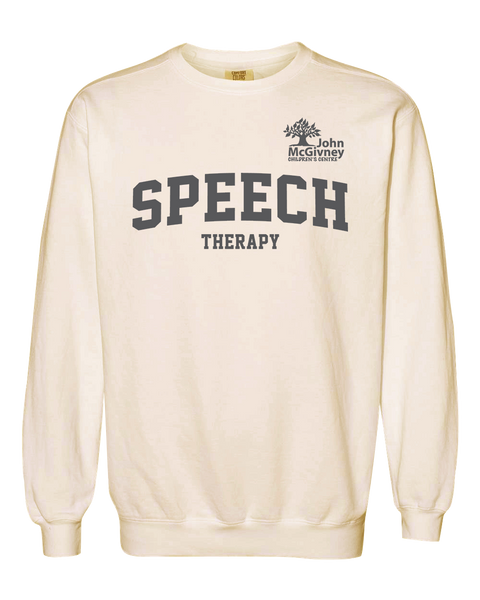 "Speech Therapy" John McGivney Adult Lightweight Cotton Crewneck Sweatshirt with Printed Logo