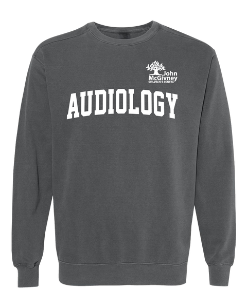 "Audiology" John McGivney Adult Lightweight Cotton Crewneck Sweatshirt with Printed Logo
