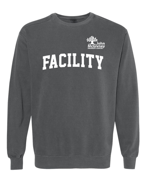 "Facility" John McGivney Adult Lightweight Cotton Crewneck Sweatshirt with Printed Logo