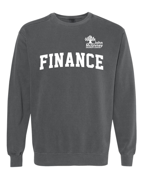 "Finance" John McGivney Adult Lightweight Cotton Crewneck Sweatshirt with Printed Logo