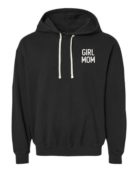 "Girl Mom" Adult Lightweight Fleece Hooded Sweatshirt with Printed Left Chest Logo