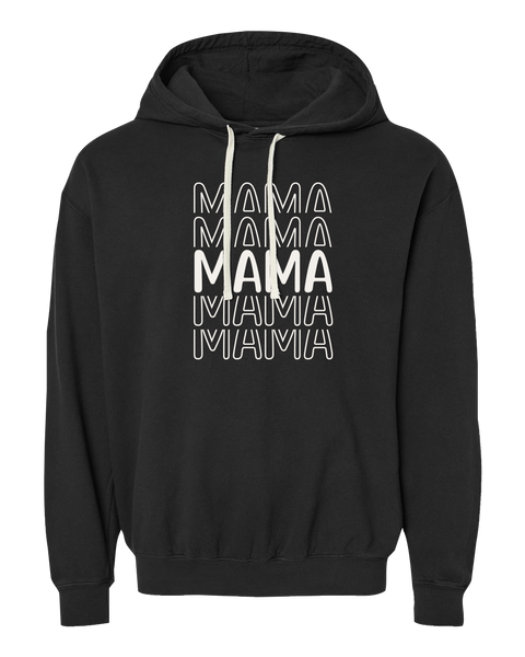 "Mama Repeat" Adult Lightweight Fleece Hooded Sweatshirt with Printed Logo