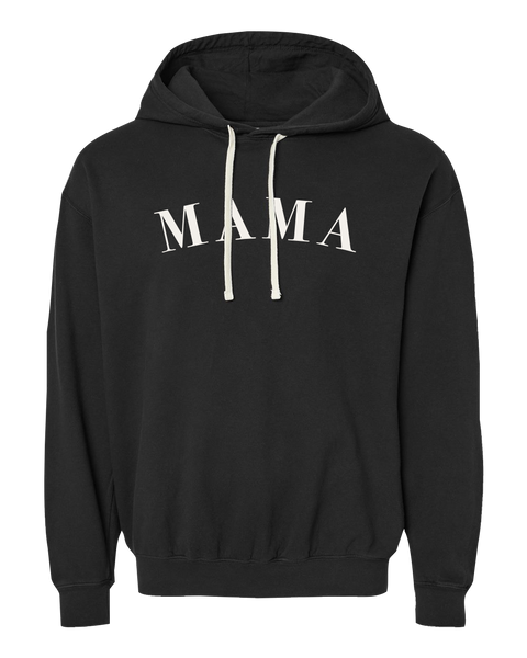"Mama Serif" Adult Lightweight Fleece Hooded Sweatshirt with Printed Logo