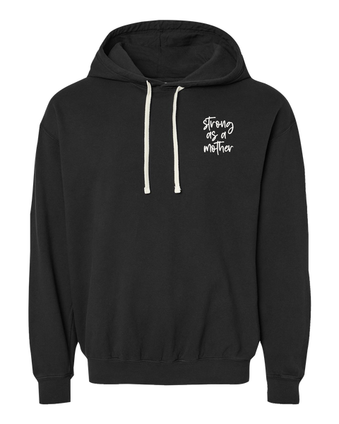 "Strong As A Mother" Adult Lightweight Fleece Hooded Sweatshirt with Printed Left Chest Logo