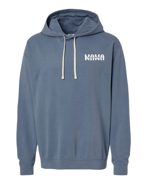 "Mama Mama" Adult Lightweight Fleece Hooded Sweatshirt with Printed Left Chest Logo