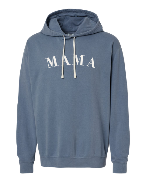 "Mama Serif" Adult Lightweight Fleece Hooded Sweatshirt with Printed Logo