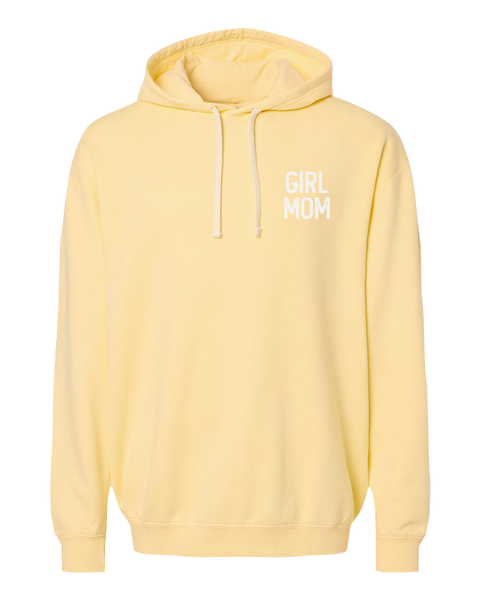 "Girl Mom" Adult Lightweight Fleece Hooded Sweatshirt with Printed Left Chest Logo