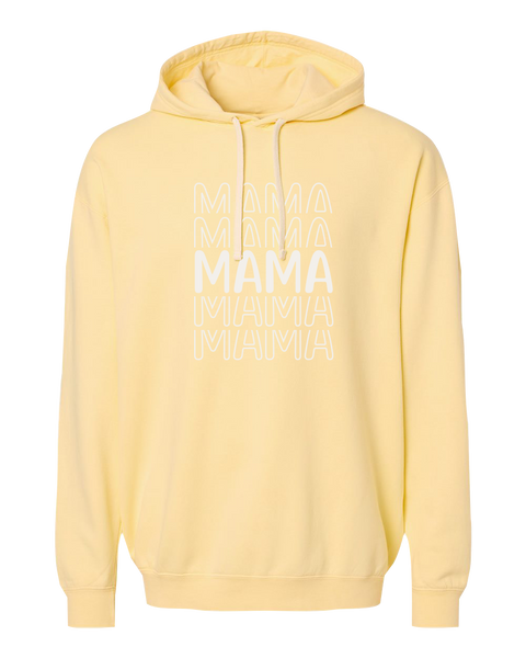 "Mama Repeat" Adult Lightweight Fleece Hooded Sweatshirt with Printed Logo