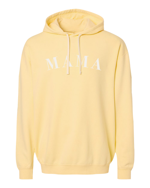 "Mama Serif" Adult Lightweight Fleece Hooded Sweatshirt with Printed Logo