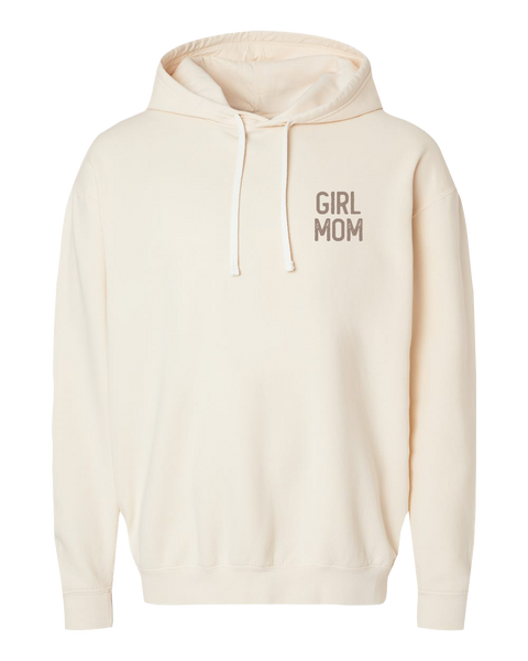 "Girl Mom" Adult Lightweight Fleece Hooded Sweatshirt with Printed Left Chest Logo