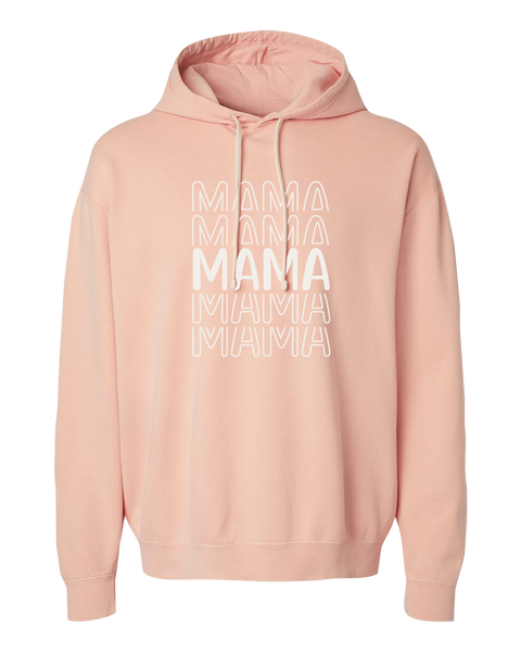 "Mama Repeat" Adult Lightweight Fleece Hooded Sweatshirt with Printed Logo