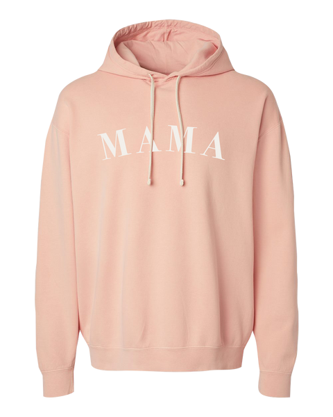 "Mama Serif" Adult Lightweight Fleece Hooded Sweatshirt with Printed Logo