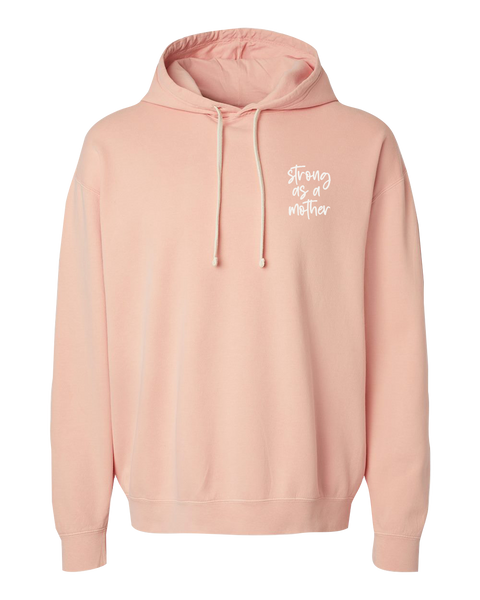 "Strong As A Mother" Adult Lightweight Fleece Hooded Sweatshirt with Printed Left Chest Logo