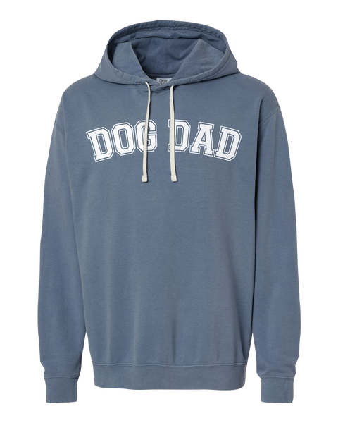 "Dog Dad EST." Adult Lightweight Fleece Hooded Sweatshirt with Printed Logo