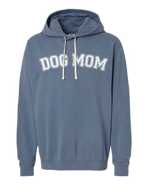 "Dog Mom EST." Adult Lightweight Fleece Hooded Sweatshirt with Printed Logo