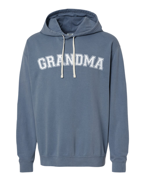"Grandma EST." Adult Lightweight Fleece Hooded Sweatshirt with Printed Logo