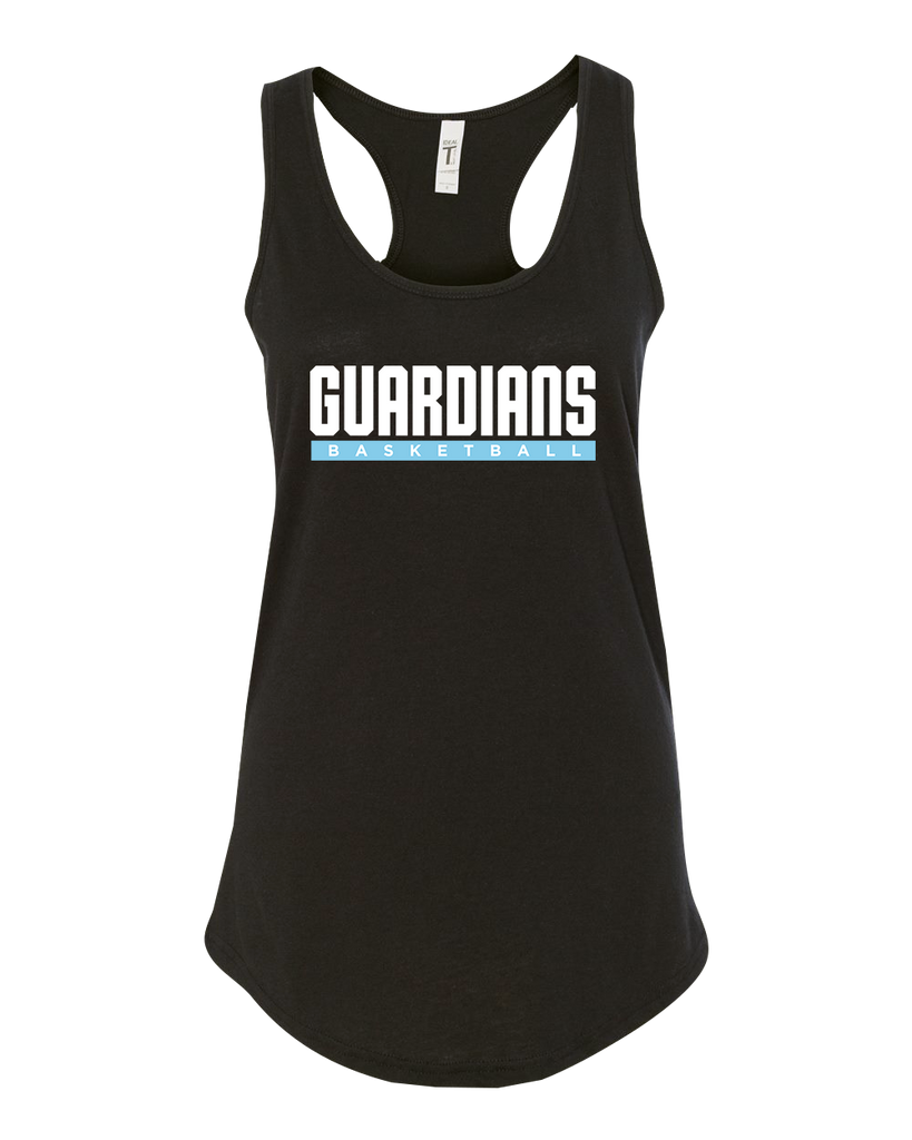 Guardians Basketball Block Letters Ladies Racerback Tank with Printed Logo
