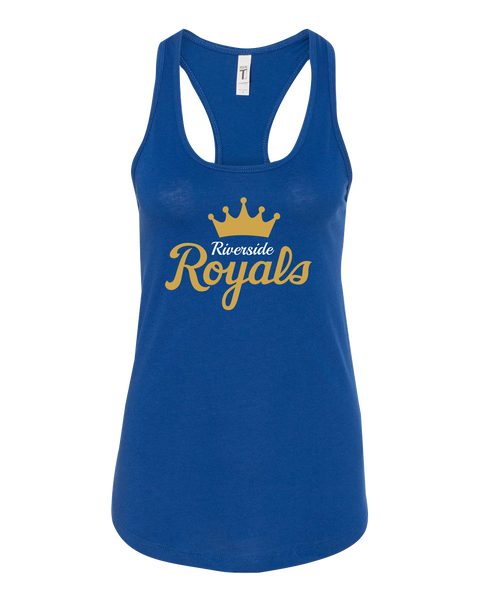 Riverside Royals 'Crown Script' Ladies Racerback Tank with Printed Logo
