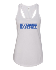 Riverside Baseball 'Distressed' Ladies Racerback Tank with Printed Logo