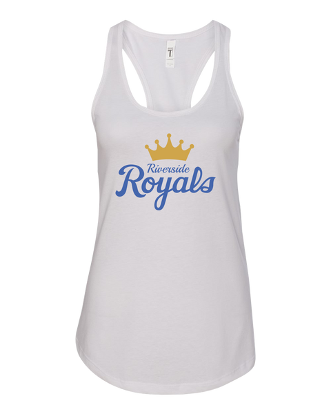 Riverside Royals 'Crown Script' Ladies Racerback Tank with Printed Logo