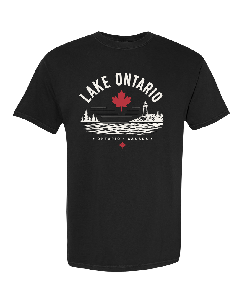 "Lake Ontario" Lighthouse Adult Cotton T-Shirt with Printed Logo