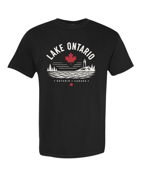 "Lake Ontario" Lighthouse Adult Cotton T-Shirt with Printed Logo