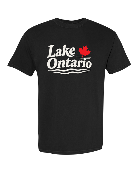 "Lake Ontario" Maple Leaf Adult Cotton T-Shirt with Printed Logo