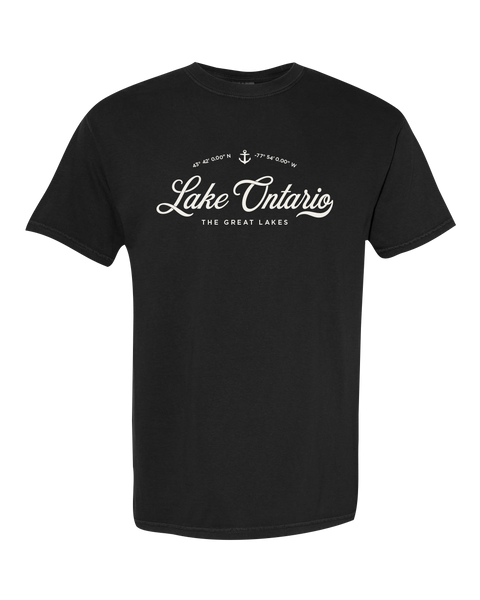 "Lake Ontario" Script Adult Cotton T-Shirt with Printed Logo