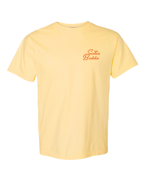 "Sicilia Bedda" Adult Garment-Dyed Heavyweight T-Shirt with Printed Logos