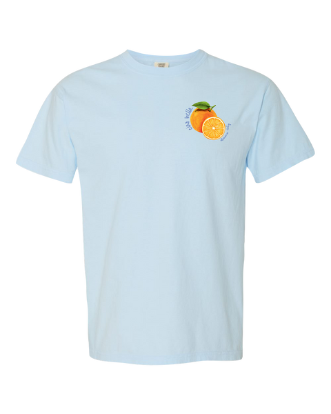 "Ciao Bella Orange - Alcamo Italy" Adult Garment-Dyed Heavyweight T-Shirt with Printed Left Chest Logo