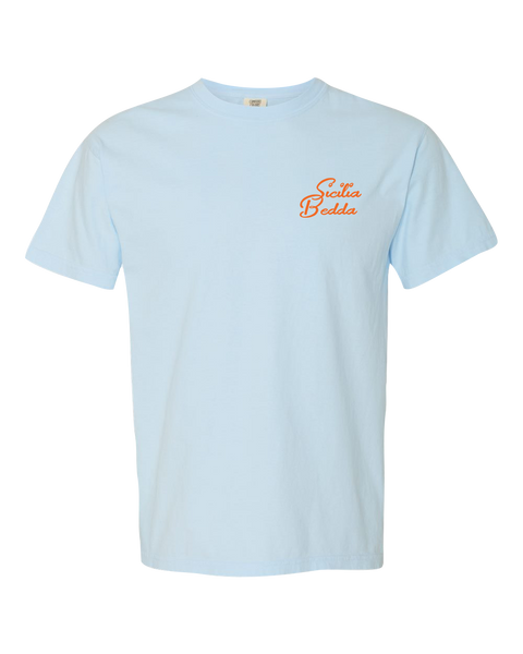 "Sicilia Bedda" Adult Garment-Dyed Heavyweight T-Shirt with Printed Logos