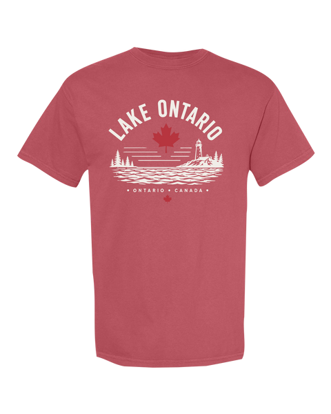 "Lake Ontario" Lighthouse Adult Cotton T-Shirt with Printed Logo