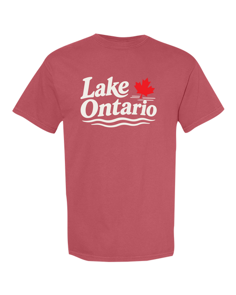 "Lake Ontario" Maple Leaf Adult Cotton T-Shirt with Printed Logo